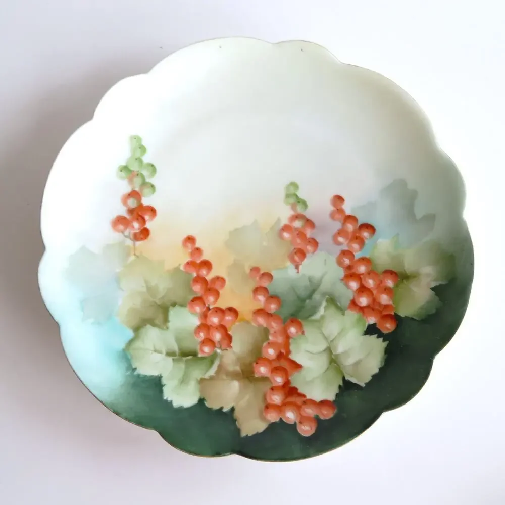 Antique Austrian Porcelain Plates Set 3 Vienna Austria Mark Hand Painted Berries